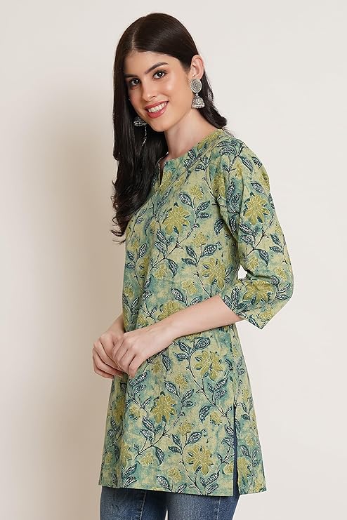 COTLAND Fashions Jaipuri Cotton Floral Printed Shaded Shirt for Women (Top Style)